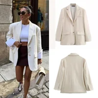 Vintage Corduroy Women's Blazer Notched Collar Single Breasted Solid Color Loose Coat