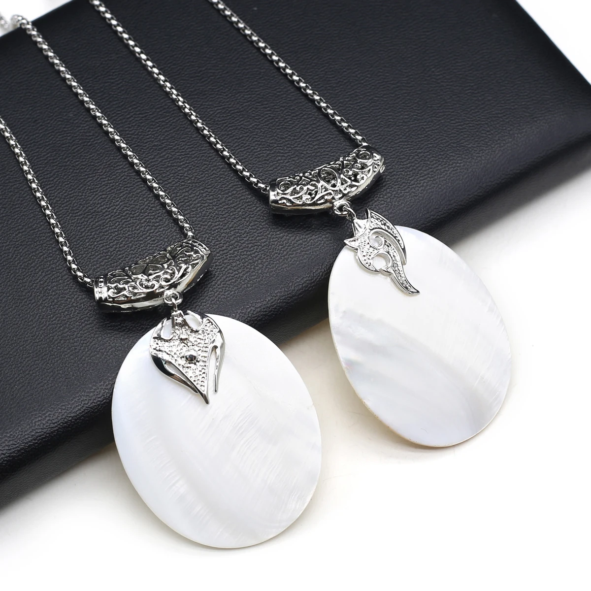 

Овальная подвеска из натуральной ракушки 40x50 мм Ожерелье 60 см звеньевые цепи очаровательные ожерелья из белой ракушки для женщин ювелирные изделия в подарок