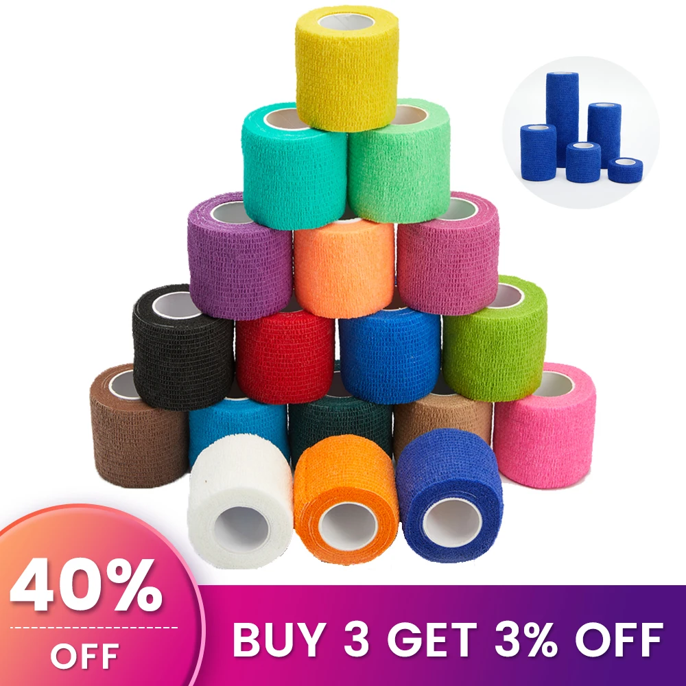 4.5M Colorful Elastic Sport Bandage Self Adhesive Bandage For Fitness Knee Support Pads Ankle Finger Wrap Kinesiology Tapes