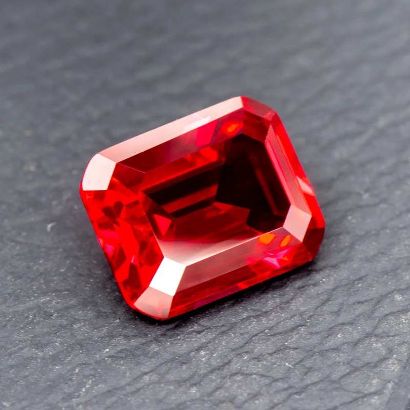 Lab Grown Ruby Emerald Cut Pigeon Blood Color VVS1 Charms Gemstone DIY Ring Necklace Earrings Main Materials with Certificate