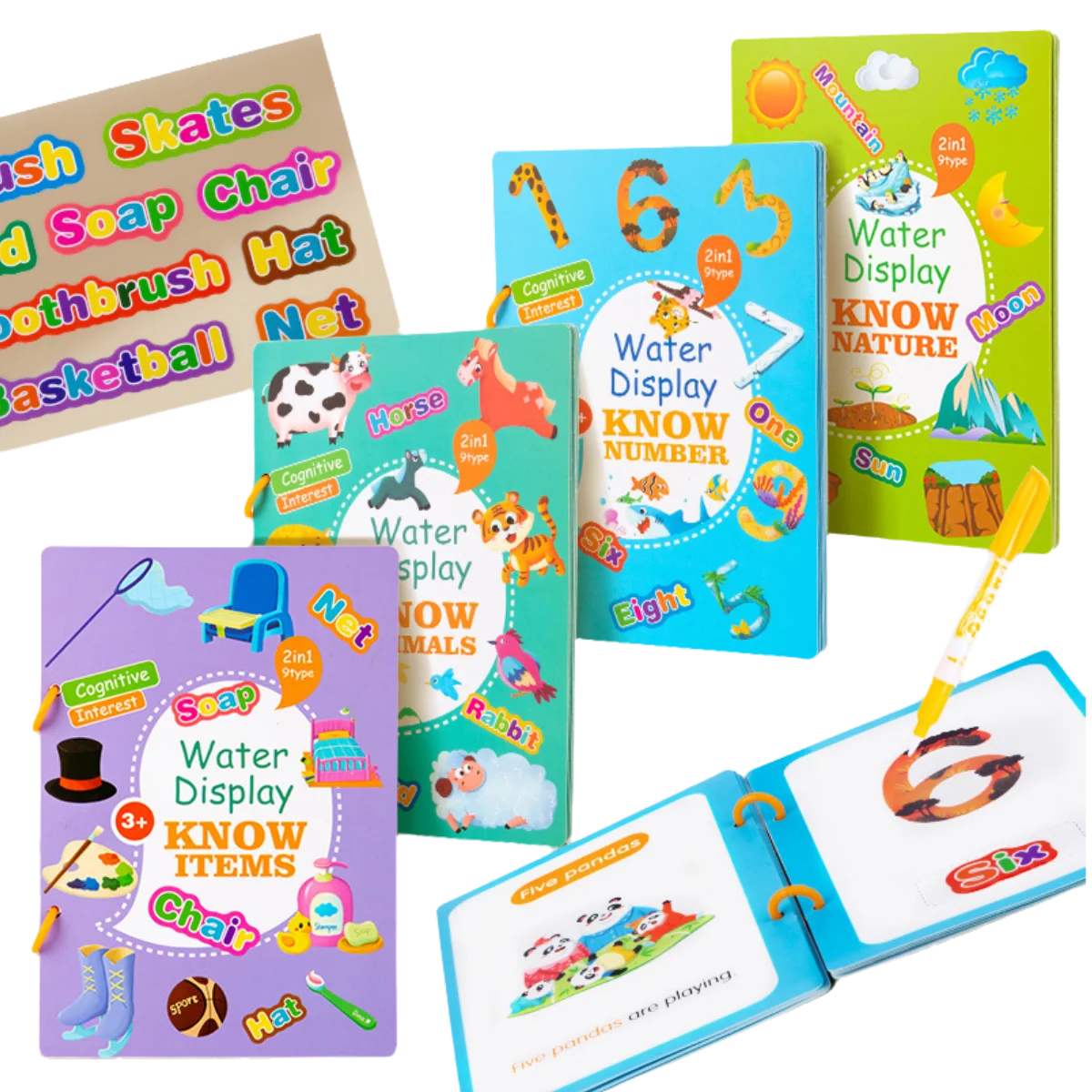 Children Early Education Toys Magical Book with Pen Water Drawing Toys Gift Reusable Coloring Book Magic Drawing