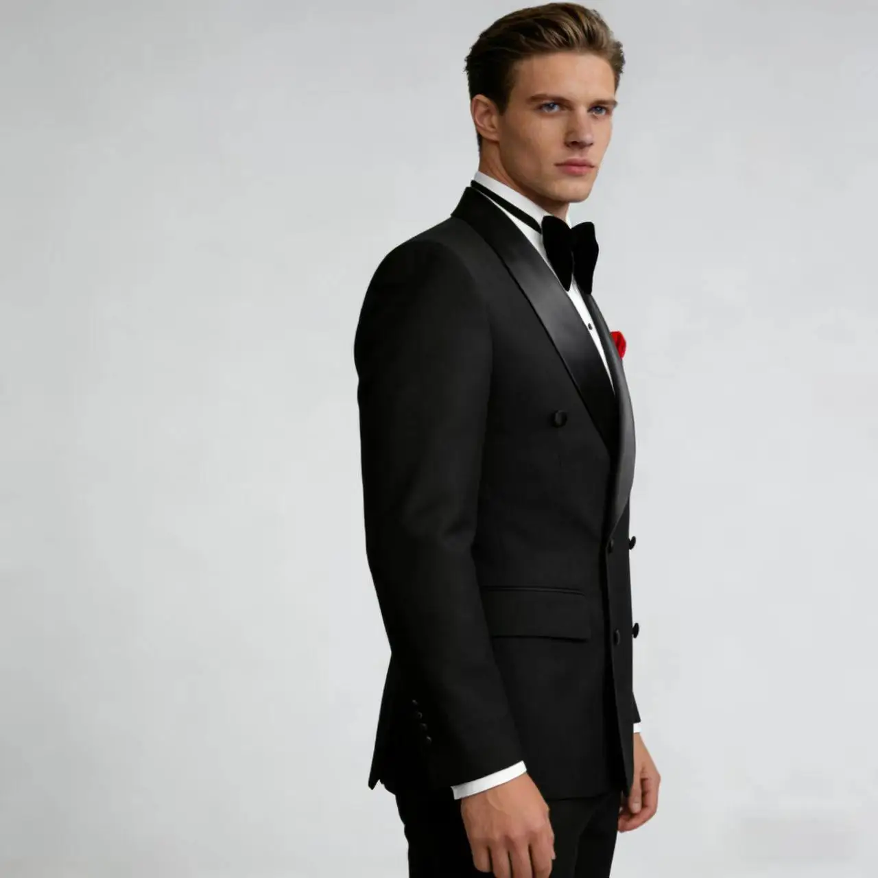 Costume de smoking croisé pour homme, coupe ajustée, revers châle, ensemble veste et pantalon pour mariage, soirée ou bal de promo