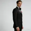 Costume de smoking croisé pour homme, coupe ajustée, revers châle, ensemble veste et pantalon pour mariage, soirée ou bal de promo 3