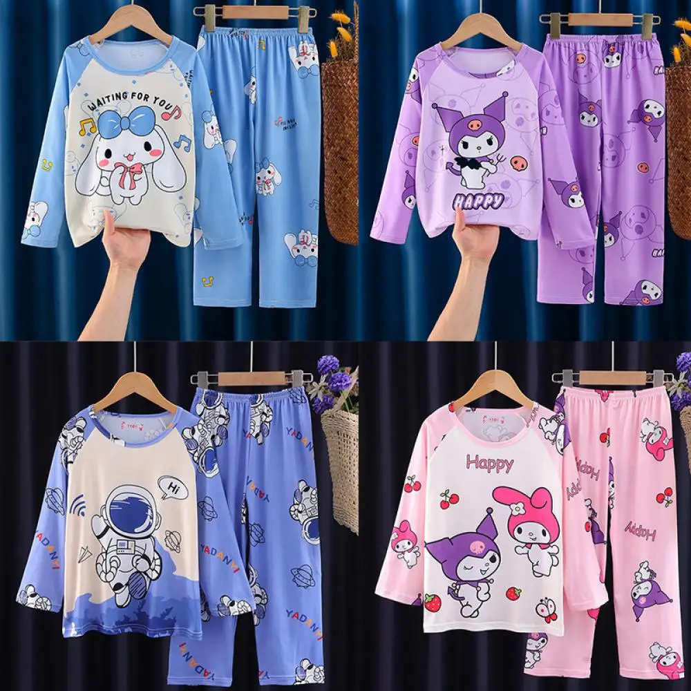 

Пижама Sanrio для мальчиков Hello Kitty Cinnamoroll полакко My Melody Kuromi брюки с длинным рукавом для девочек комплект одежды для отдыха из аниме