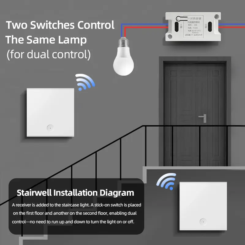 Wireless Smart Light Switch Without Neutral RF 315Mhz Mini Receiver Moudle 220V 110V Push Button Remote Control Lamp Single Live - Image 4