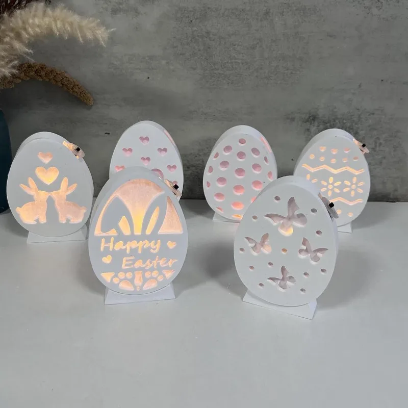 Easter Atmosphere Lamp Silicone Mold Hollow Easter Egg Rabbit Butterfly Love Mirror