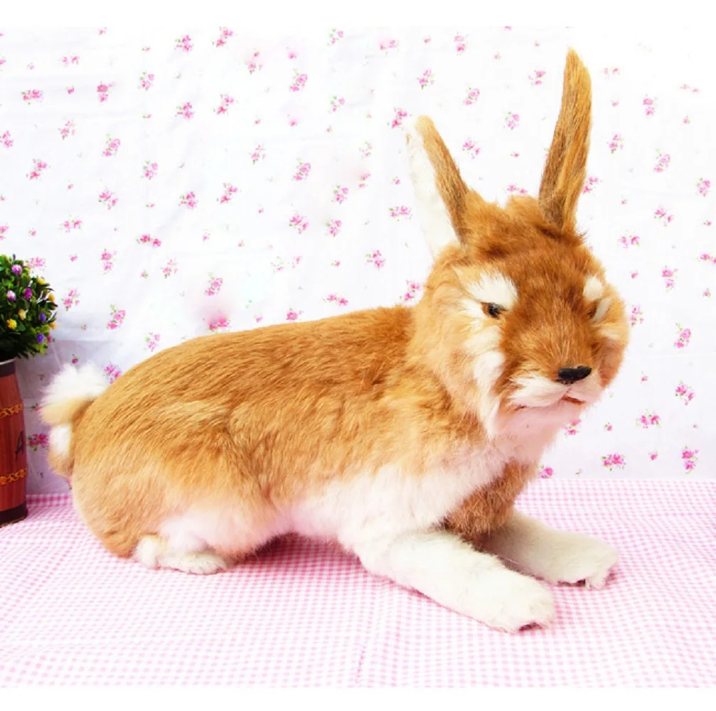 

big lovely simulation rabbit toy resin&fur yellow rabbit doll gift about 44 x15x35cm 2430