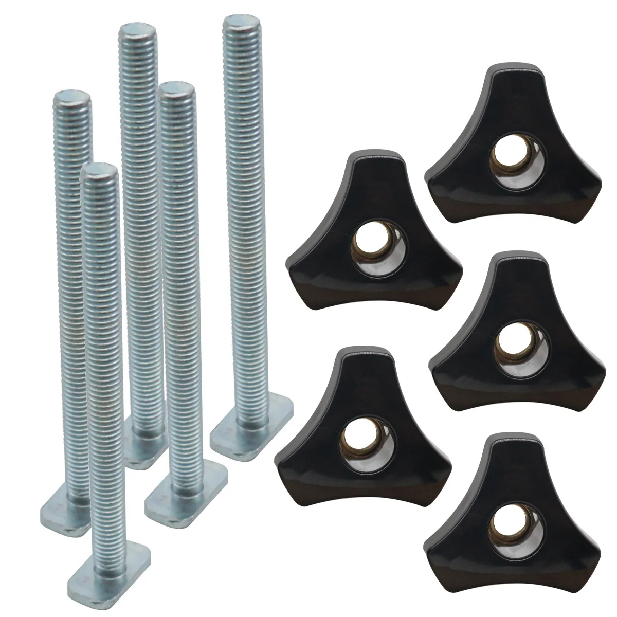5er-Pack T-Bolzen-Knopf-Set, T-Slider T-Schlitz, T-Schraube und Mutter, T-Schraube und Kunststoff-Knopfmutter, Stichschraubenbefestigung für Werkbank-T-Nut