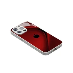 Plating Silver Red Apple Toughened Glass Design Phone Case - iPhone 12 Mini (SEPDD3)