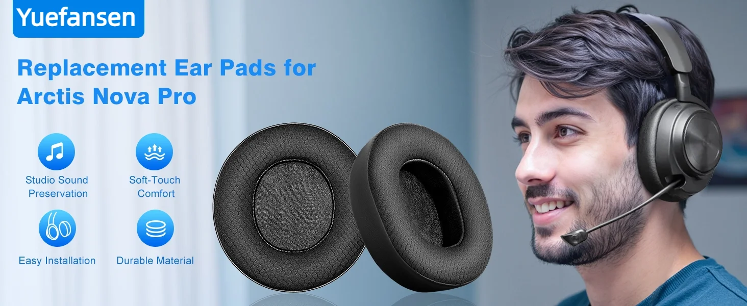 KUTOU Replacement Earpads Ear Cushions for Steelseries Arctis Nova Pro Wireless Headphones Earpad Softer Leather Replacement