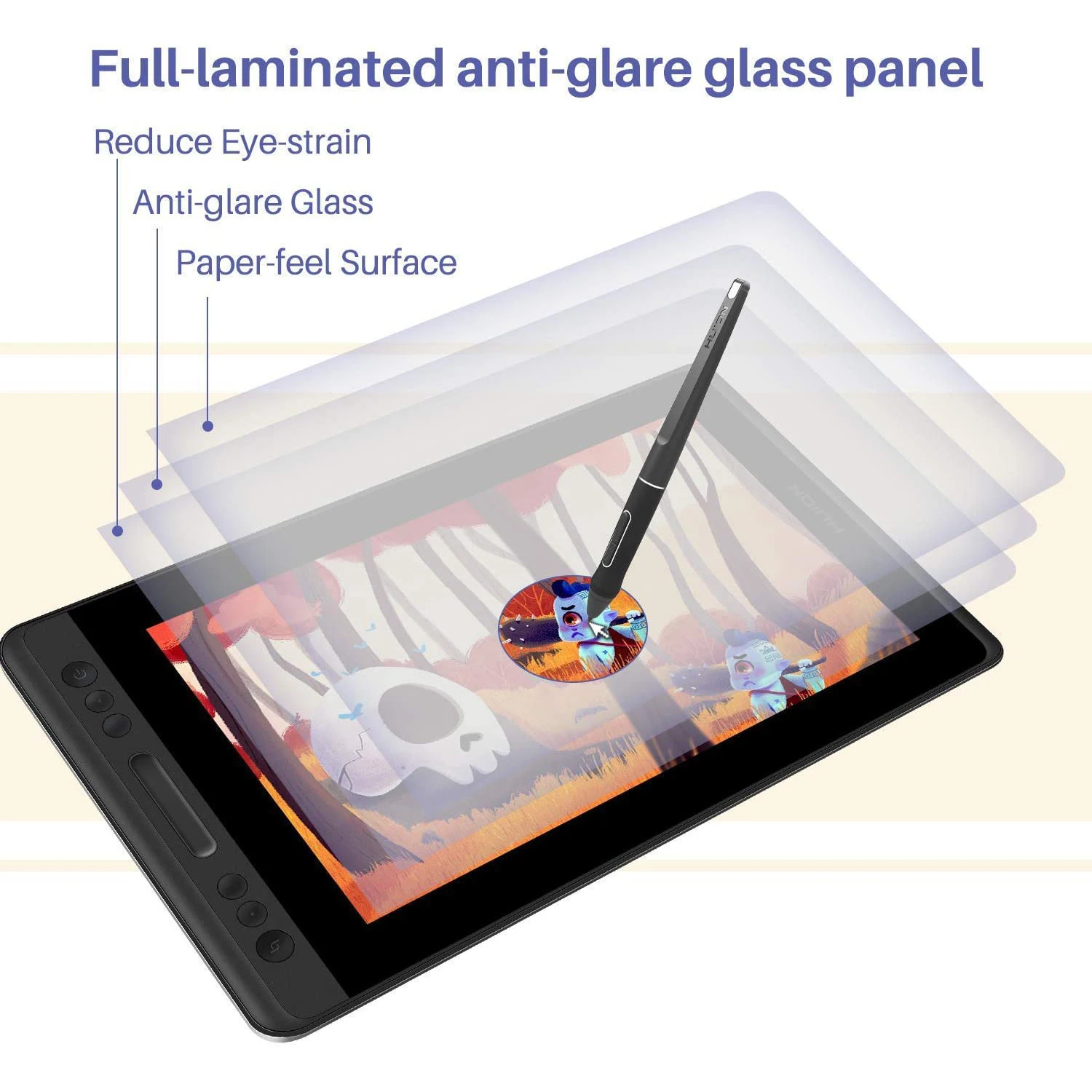 13.3 Inch Graphics Tablet Huion Kamvas Pro 13 Full Laminated Screen 120% sRGB Drawing Monitor with Adjustable Stand 4 Press Keys - Image 6