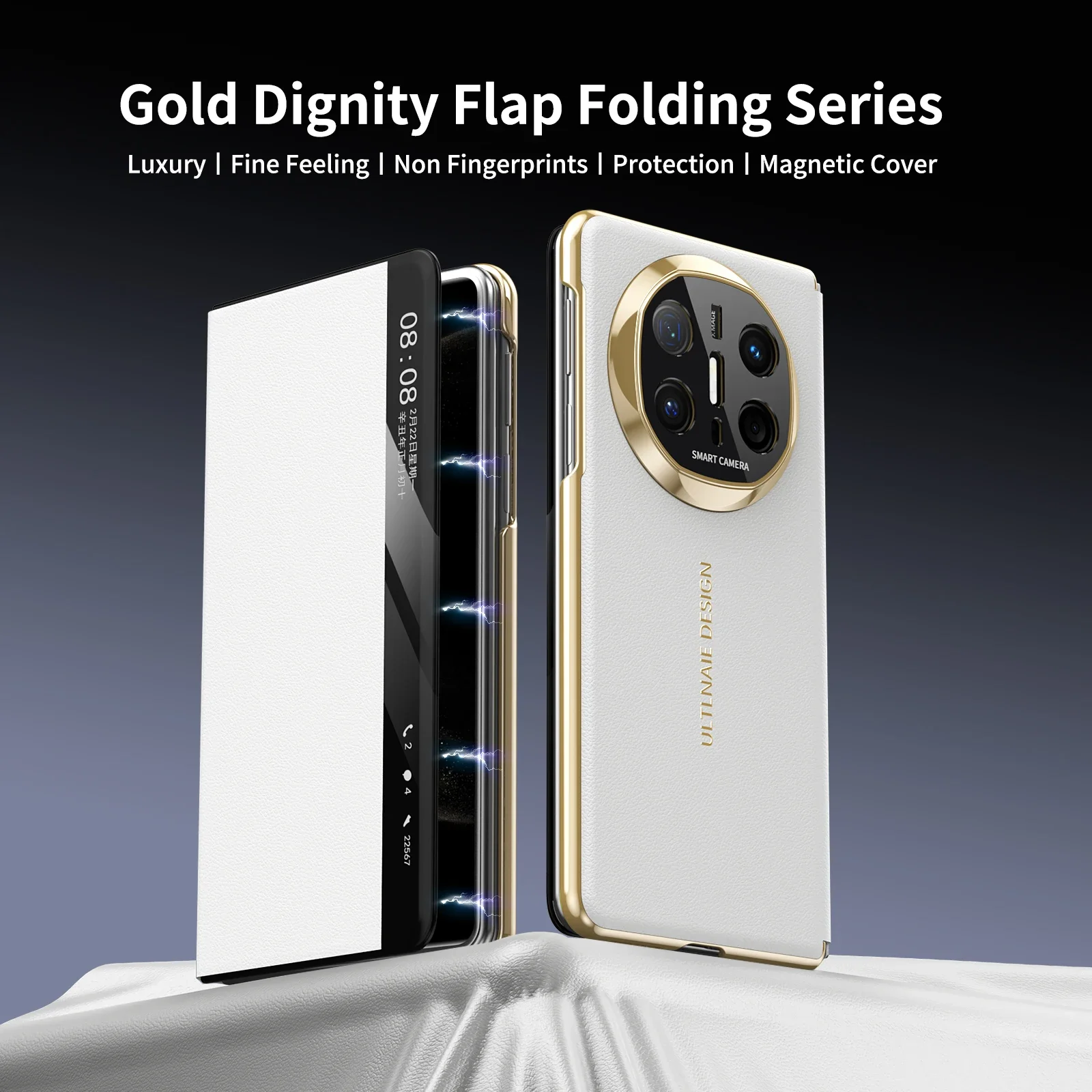 Luxury Electroplated Matte Magnetic Flip Leather Case with Intelligent Window - Full Protective Cover