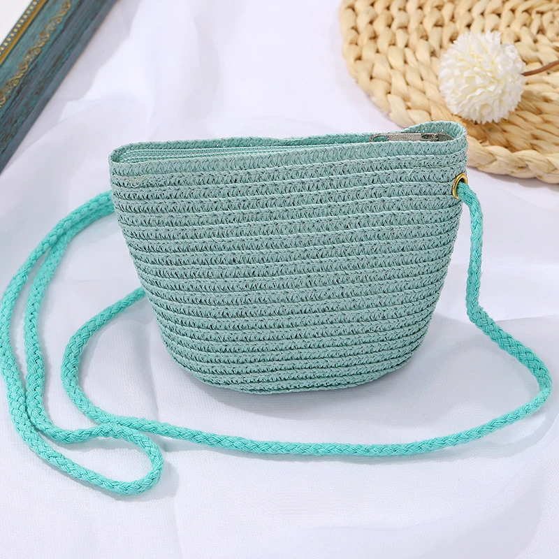 Candy Colored Shoulder Bag Straw Woven Bag Solid Colored Light Board Paper Grass Bag Summer Beach Outdoor Travel Bag