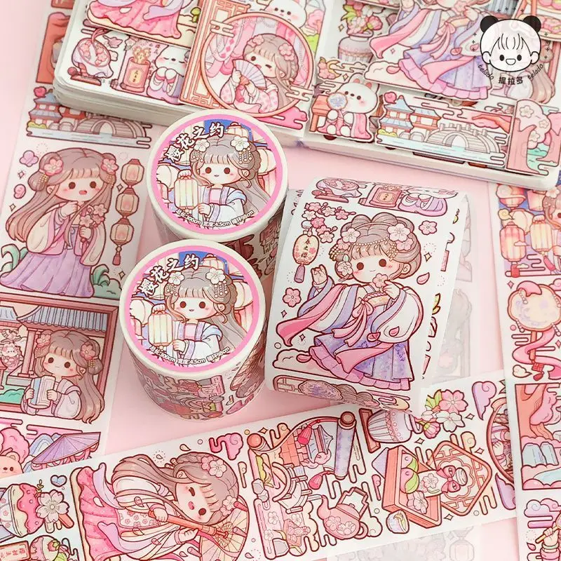 Telado Cherry Blossom Appointment Hand Tent Adhesive Tape Special Oil Sticker  Painting Whole Roll Cute Material Sticker 3M 3