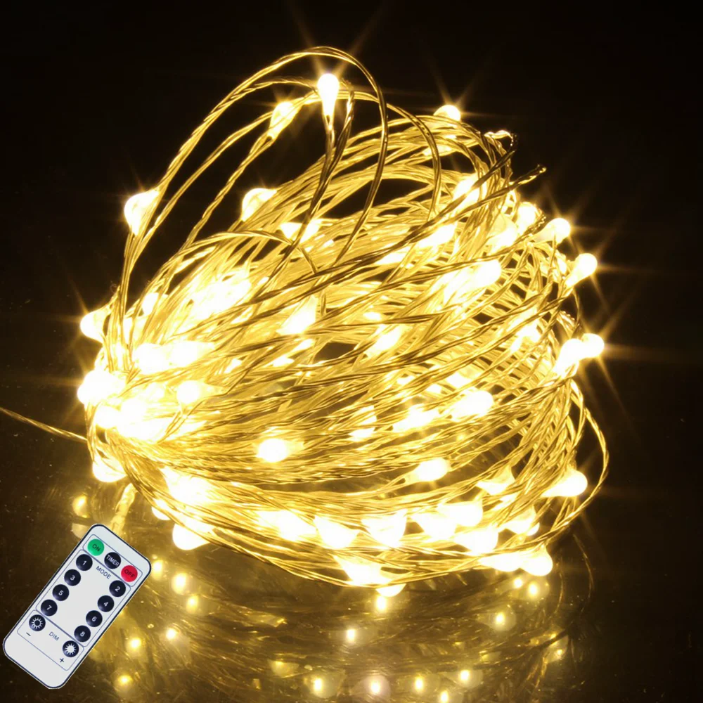 Remote Control Fairy Light USB Battery Operated LED String Lamp Timer ...
