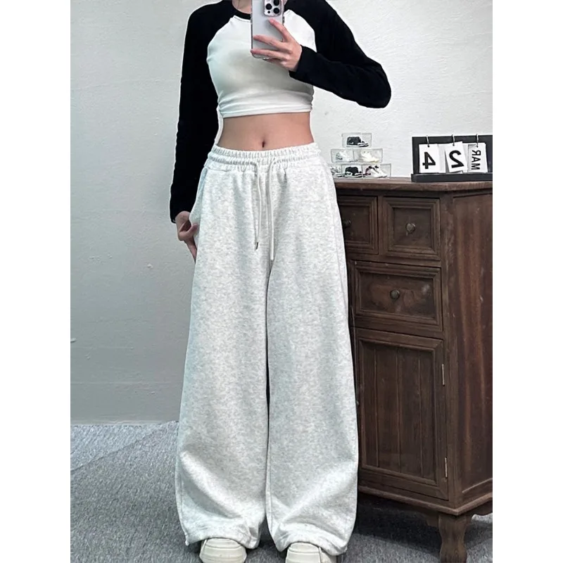 Deeptown Wide Leg Basic Women Sweatpants Straight Oversized Jogging Korean Fashion Baggy Sport Pants Casual Summer Trousers Kpop