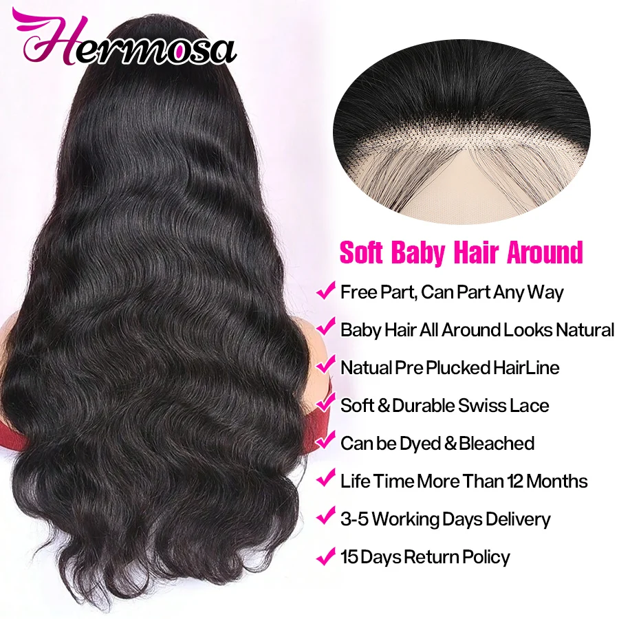 Hermosa 13x4/13x6 HD Lace Frontal Human Hair Wigs Pre Plucked Brazilian Body Wave Lace Front Wig for Women 4x4 Closure Wig lace front wig human hair wigs human hair wig front lace wig