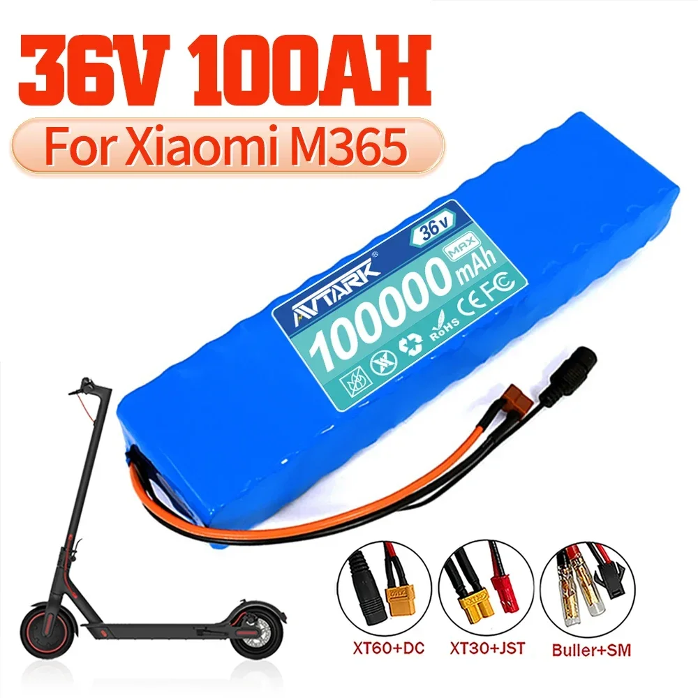 

36V 100Ah 18650 Battery Pack 10S3P 100000mAh Built-in 15A BMS, 250W-500W Scooter, Electric Bicycle Battery + 42V 2a Charger