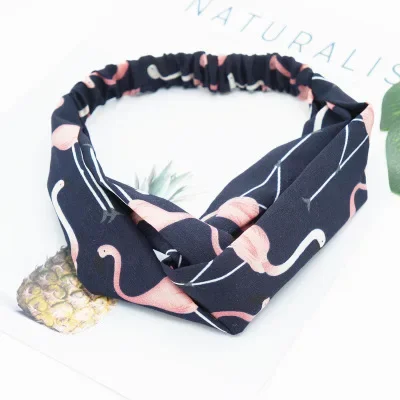 multiple styles Hair Accessories Print Dot Flamingo Headbands for Women Retro Cross Knot Head Wrap Turban Hairbands