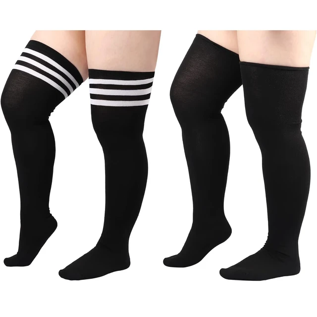 2 Pairs Plus Size High Socks Up To 200lb Striped Over Knee Stockings Long  Boot High Tube Socks Leg Warmers for Cosplay Aerobics - AliExpress