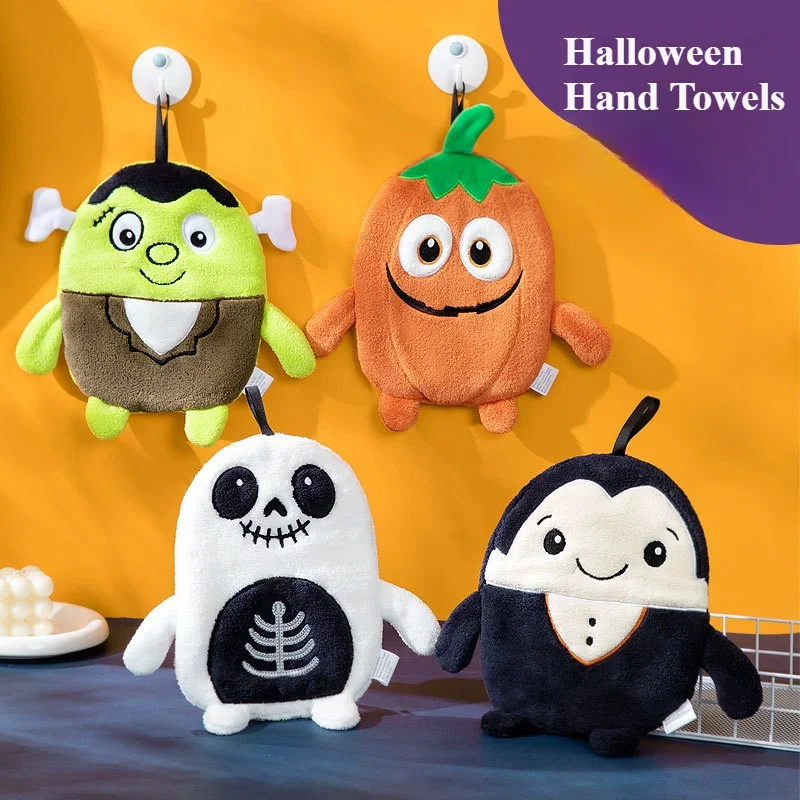 Halloween Hand Towel Frankenstein Vampire Skull Skull Pumpkin Hand Towel Quick-drying Thick Hanging for Kids Adults