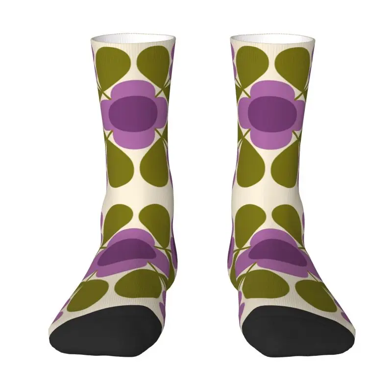 Mens Porto Flower Tiles Stampa Glicine Viola E Muschio Verde Calzini Unisex Caldo Confortevole Stampato Orla Kiely Crew Socks