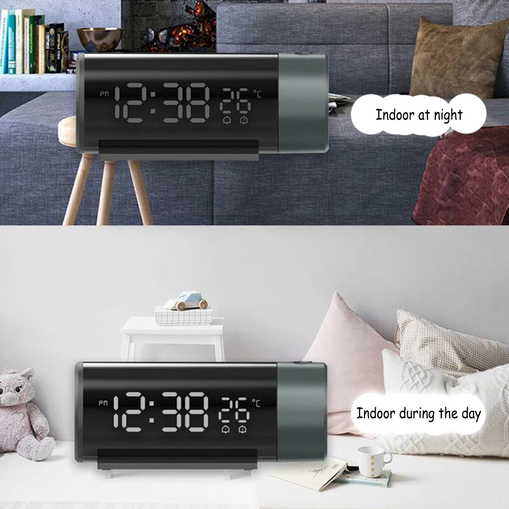 

Multifunctional Red Light Projection Alarm Clock Fashion Rechargeable Projection Clocks Home Desktop Decor