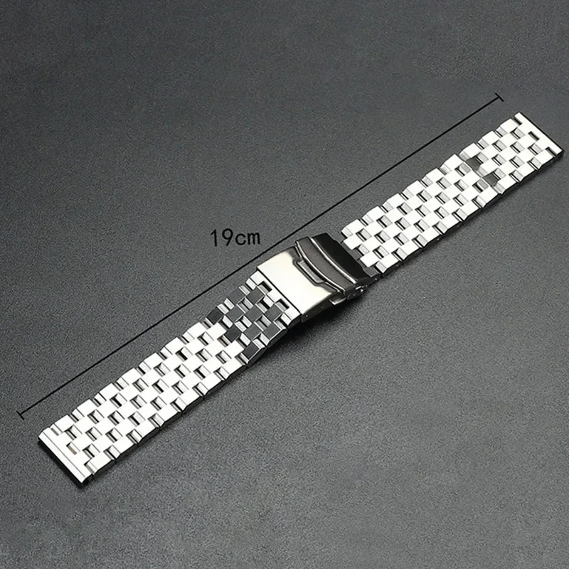 Luxury Solid Stainless Steel Watch Bracelet with Double Safety Buckle
