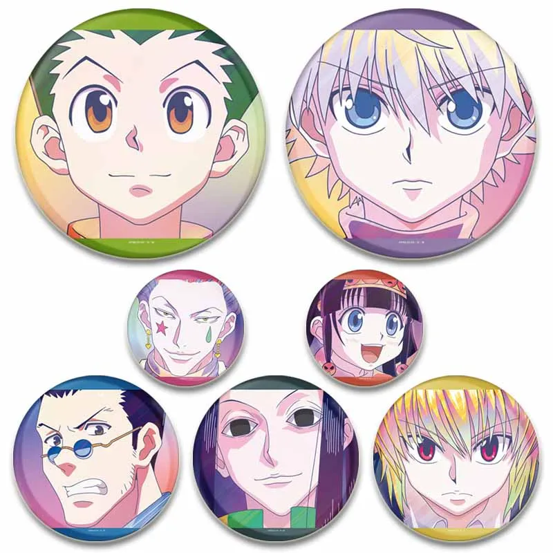Аниме Hunter X Hunter HD, брошь с рисунком, мультяшная фигурка, Гон, Курапика, Leorio, круглый дисплей, фотозначки, ювелирные изделия