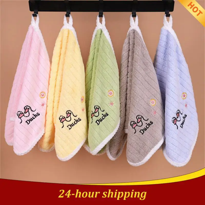 

Childrens Small Towel Coral Fleece Lanyard For Storage Absorbent Available In Multiple Colors Household Bathing Supplies Towel