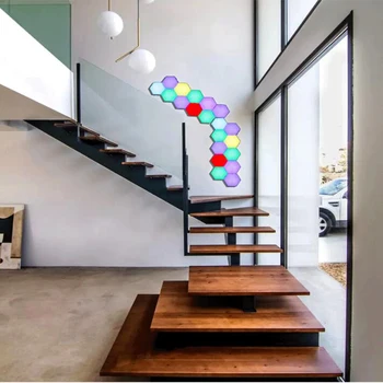 1-24 PCS Touch Sensor LED Night Light Sensitive Hexagonal LED Quantum Lamp Modular Hexagons Creative Decoration Wall Lamp 4
