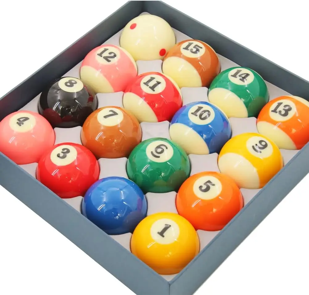 Cueelf Billiard Balls Set 2-1/4" Regulation Size Pool Table Balls for 16 Resin