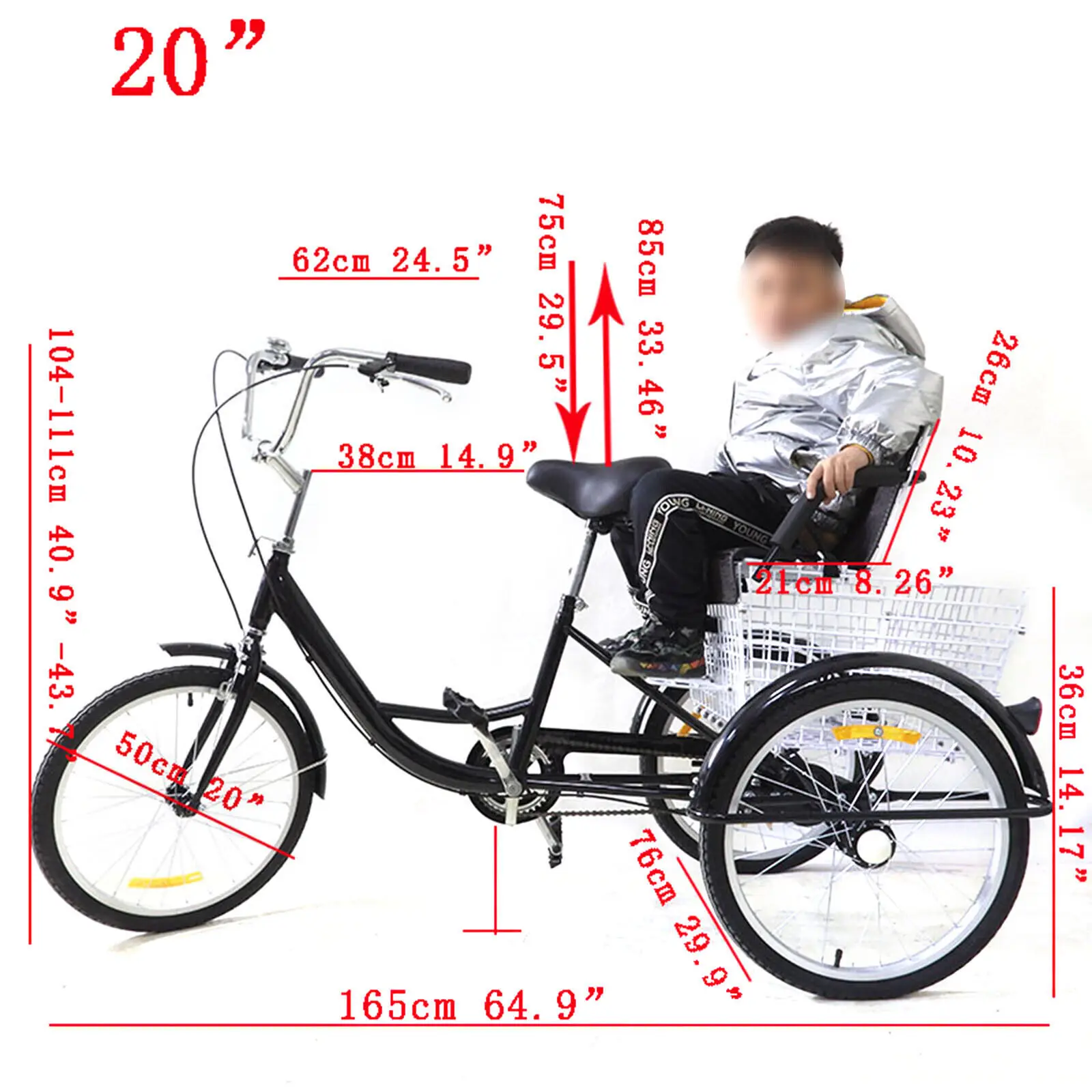 Tricycle Bicycle For Adults With Baby Seat 20