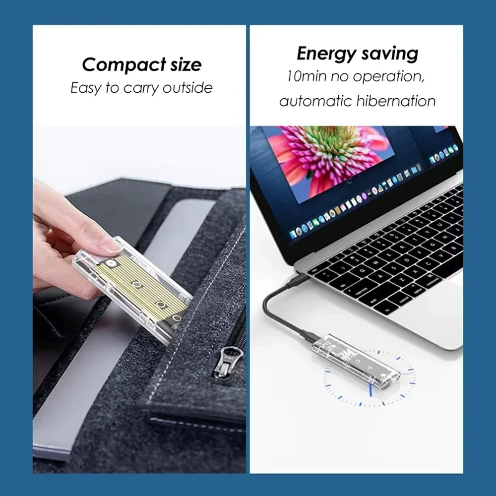 RGB M2 NVMe PCIE SSD 케이스 M.2 NGFF SATA SSD 인클로저 10Gbps M.2 to USB 투명 하드 드라이브 인클로저 M 키 M&B 키 SSD용