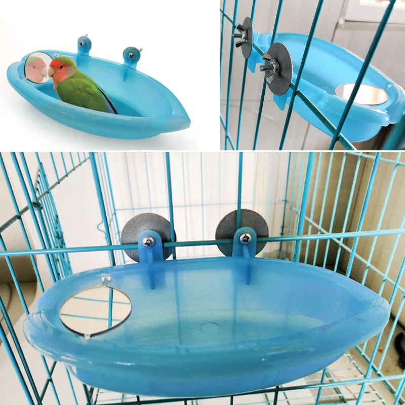 Bird Perch Shower Bath Basin Cage Parrot Supplies With Mirror Food Bowl Birds Accessories bird bath basin,bird accessories