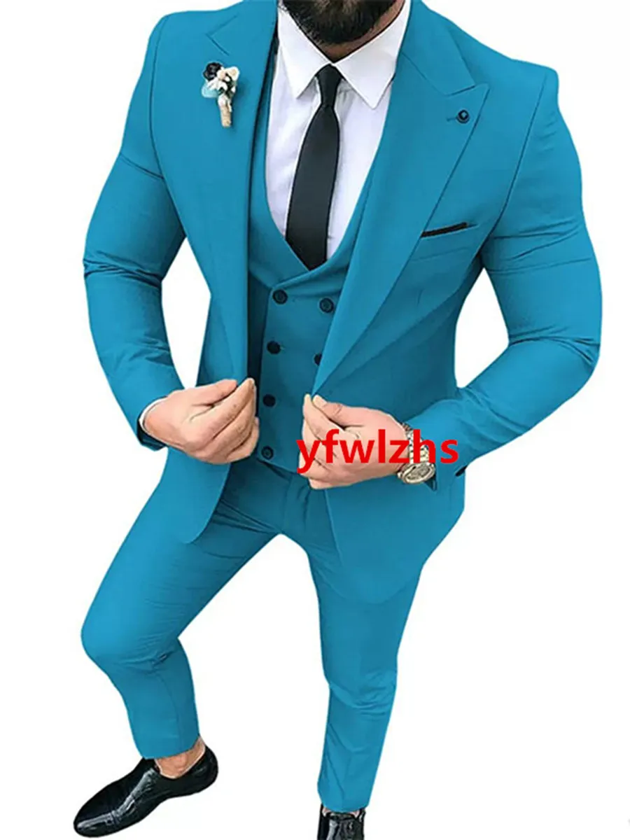 

Customized One Button Men's Suit Jacket Blazers Halloween Costume Elegant For Luxury Man Suit's For Wedding Three Piece Set 213