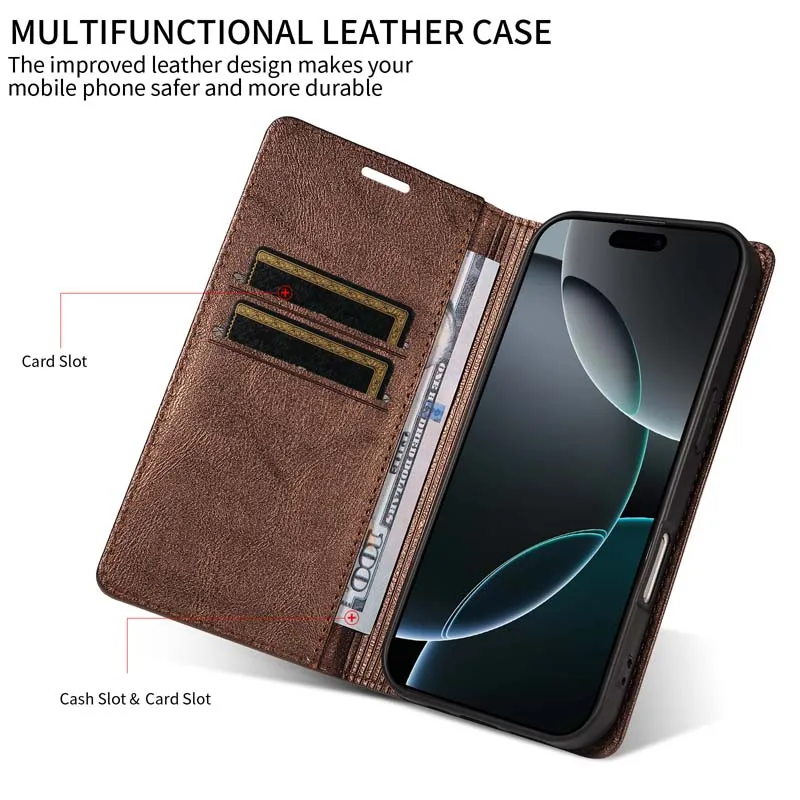Premium Magnetic Flip Leather Wallet Case - Durable and Stylish Protection