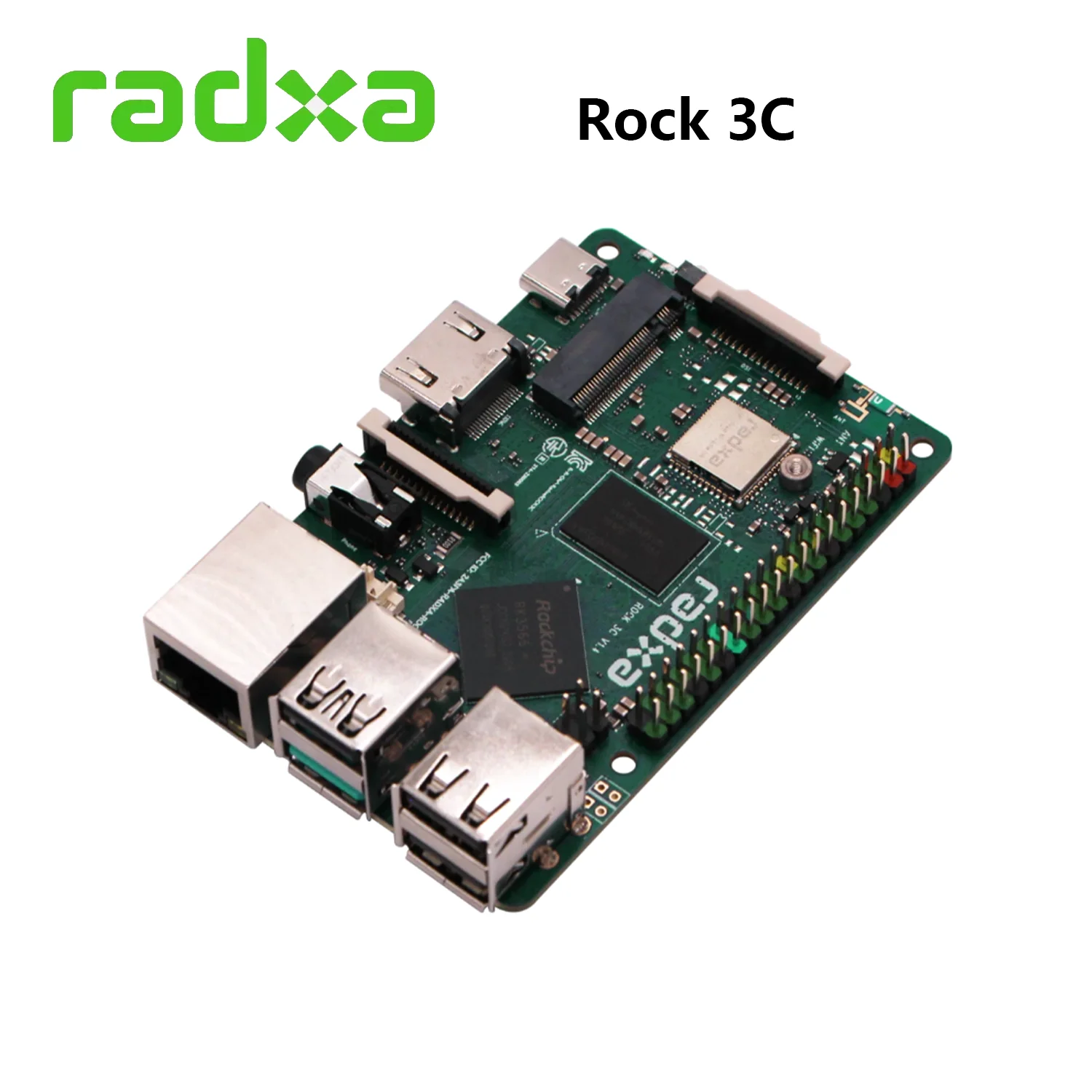 Radxa ROCK 3C Development Board RK3566 Quad-core Arm&reg; Cortex&reg;-A55 (ARMv8) 64-bit @ 1.6GHz Support 4K