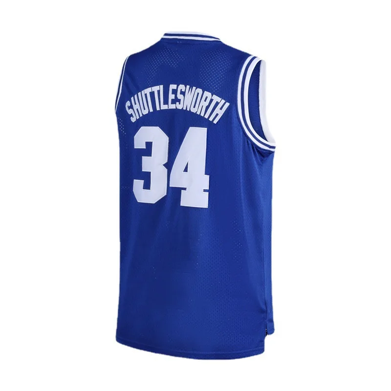 Jesus Shuttlesworth Jersey #34 Lincoln High School Basketball Jersey Movie He Got Game Men's Sports Vest Blue White