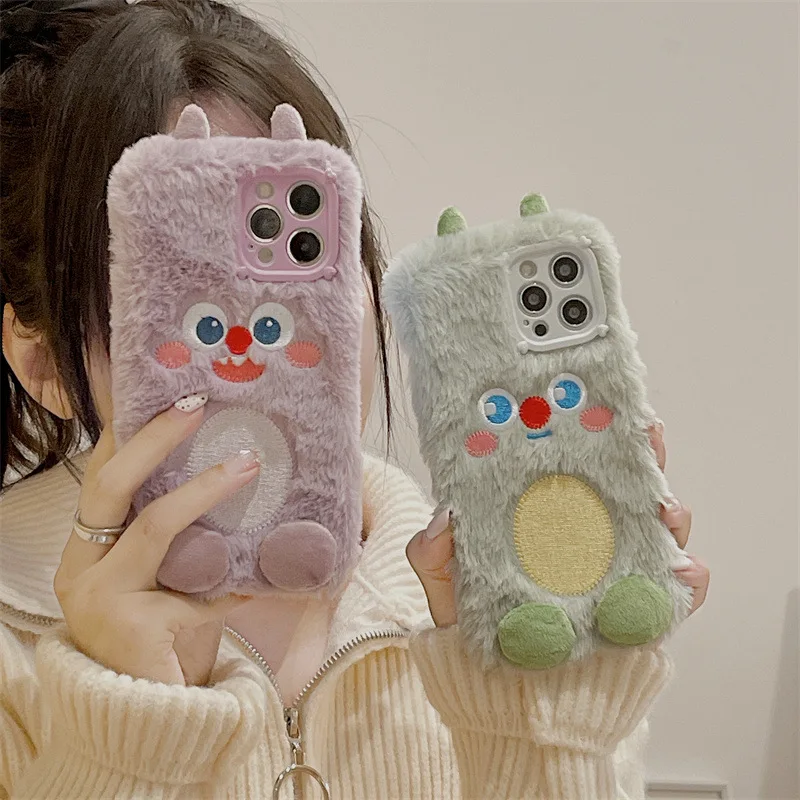 Забавный Симпатичный 3D маленький монстр плюшевый чехол для телефона iPhone 12 11 13 Pro