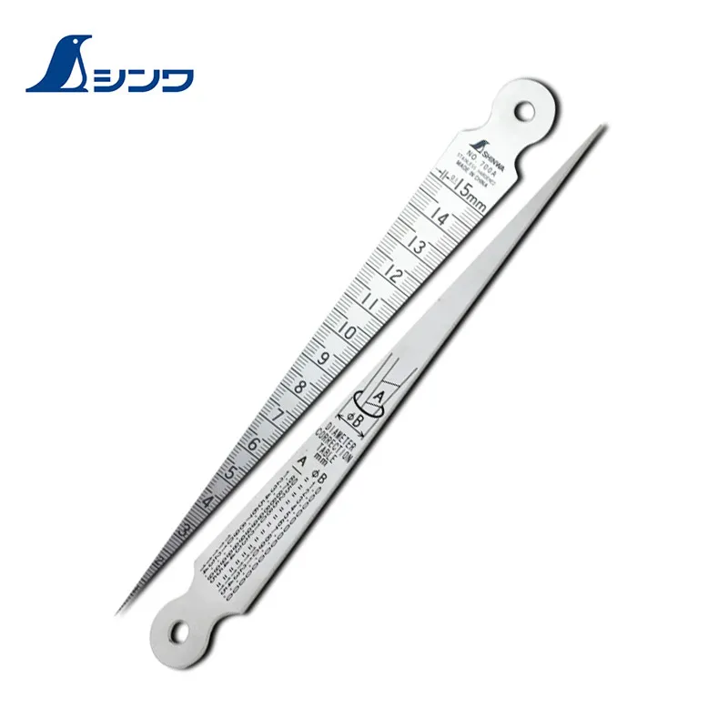 Shinwa Penguin Hole Ruler 1-15mm Clearance Ruler Inner Diameter Stainless Steel Feeler Gauge Conical Wedge Rule