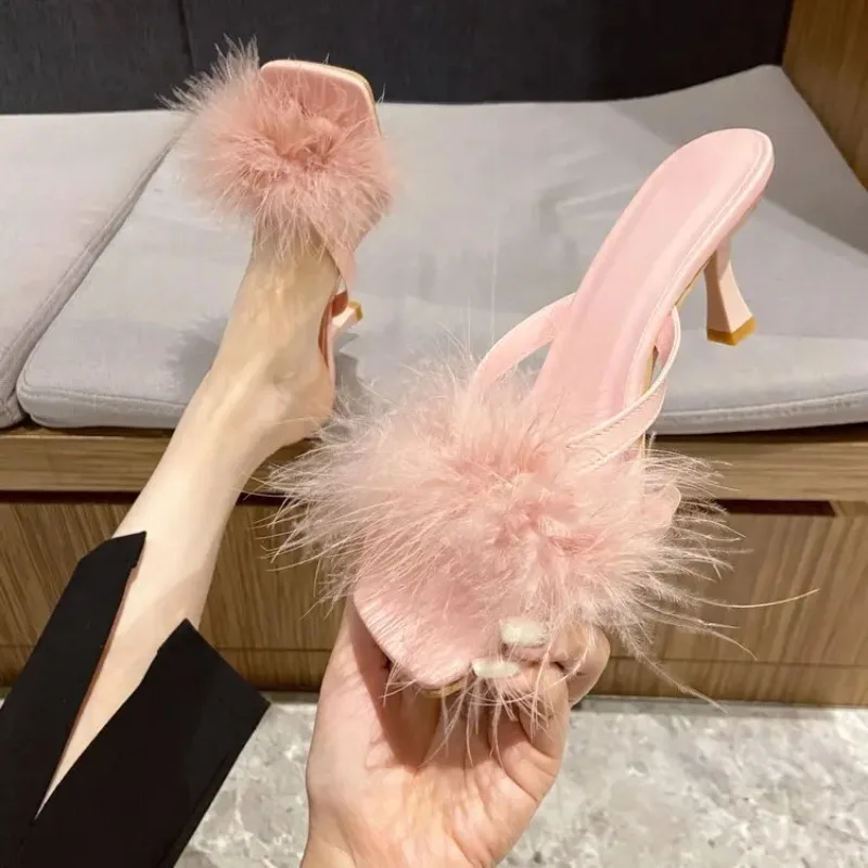 

Туфли женские на высоком каблуке, сандалии, Роскошные, тонкий каблук, шлепанцы, лето 2024