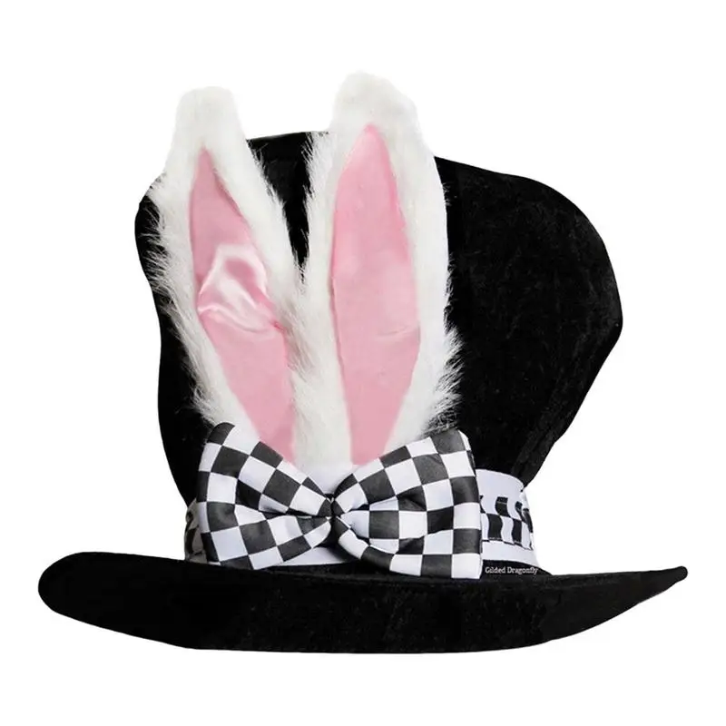 Men's Velvet Bunny Ears Hat Magician Hat Costume Props Steampunk Ultra Circus Hats Dress Up Party Accessory For Easter Party