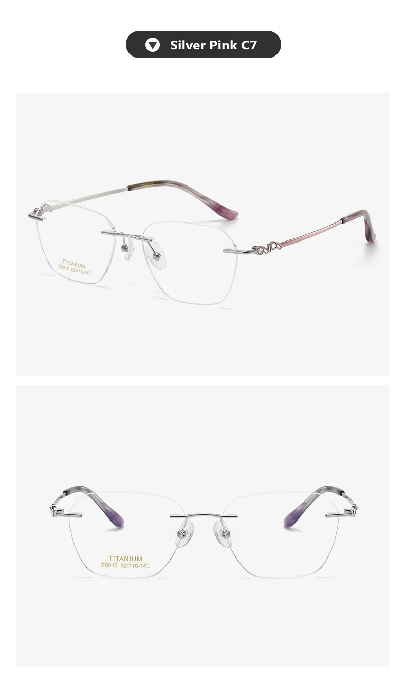 Oveliness Women's Rimless Flat Top Oval Titanium Eyeglasses Display