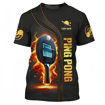 T-shirt modello ping pong per uomo Nome personalizzato Stampa 3d T-shirt da ping pong T-shirt da allenamento a maniche corte T-shirt sportive