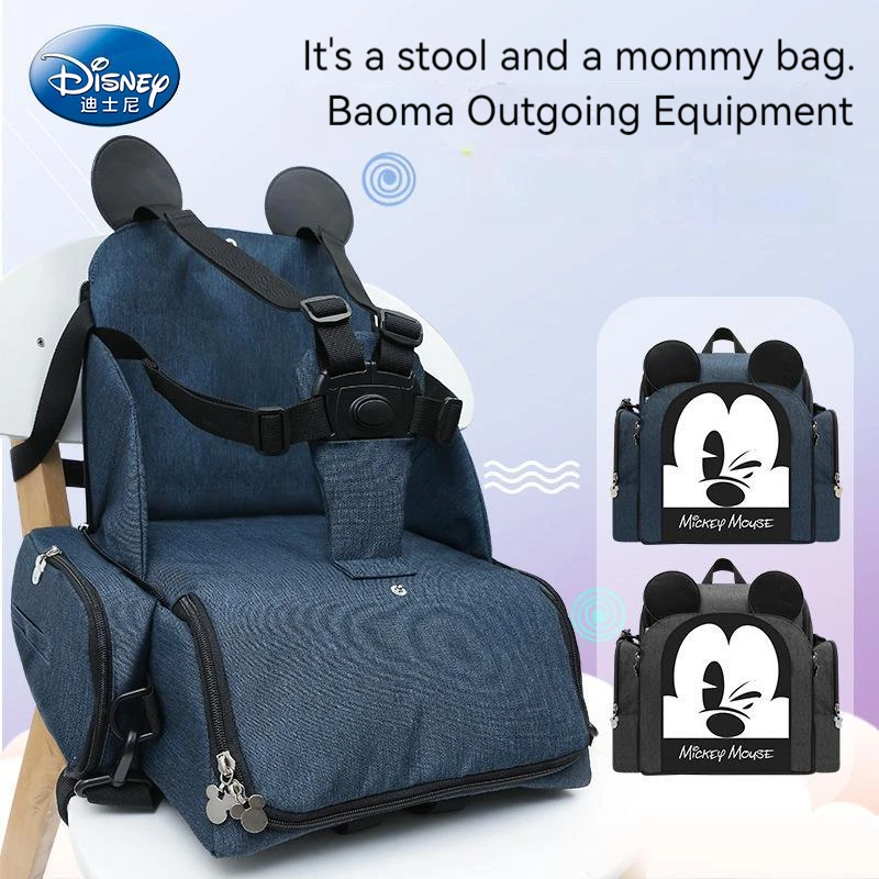 Disney Mickey Minnie Mama Backpack Schoolbag Children's Backpack For Grade A Backpack That Infants Can Sit On Multifunctional 3