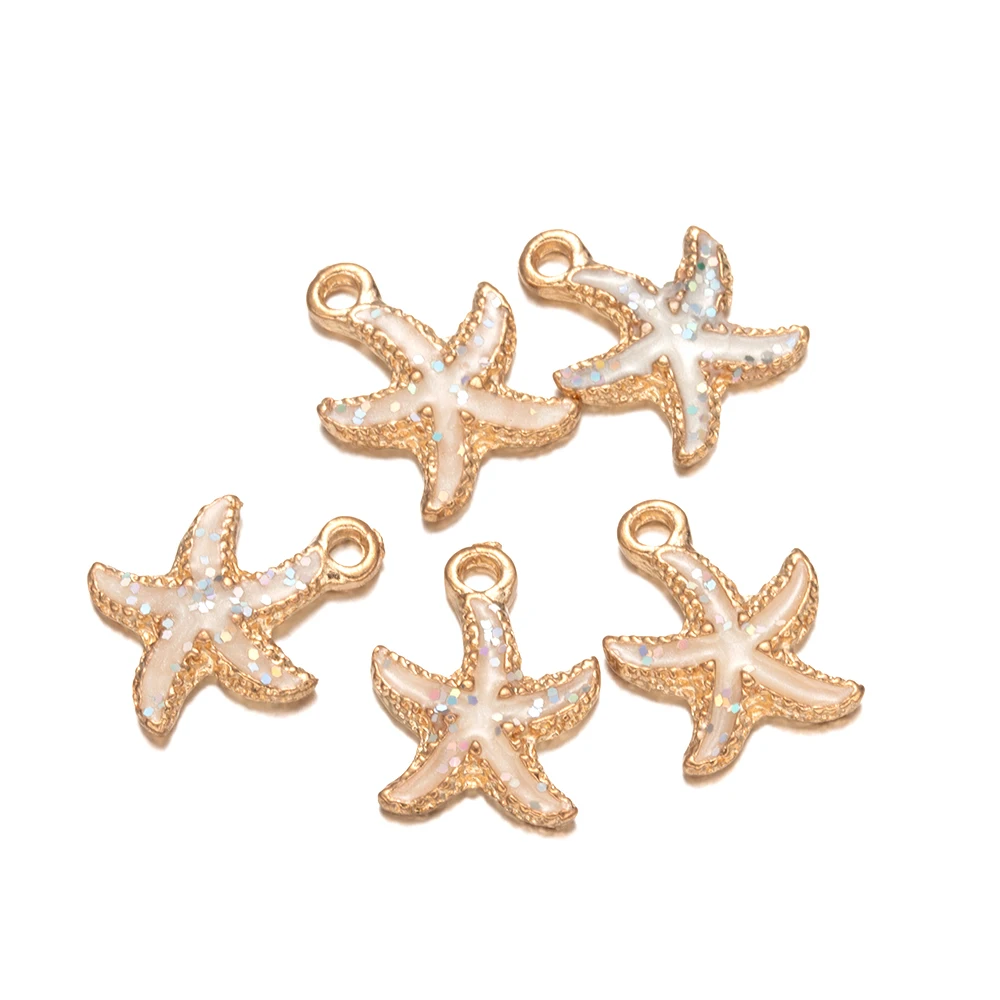 Set of 10 Seashell and Starfish Charms for DIY Jewelry Crafting and Accessory Making