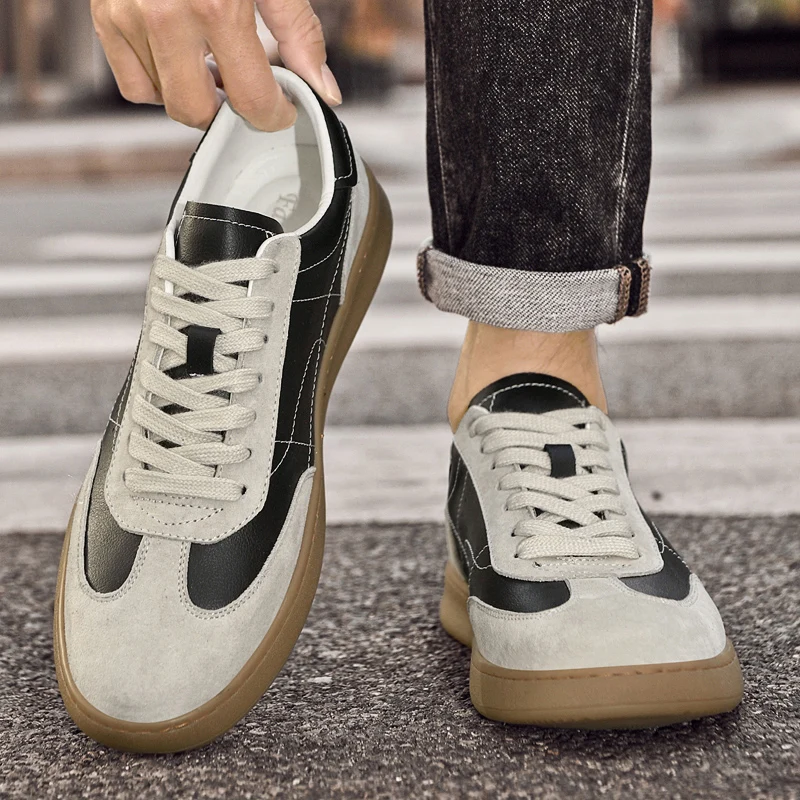 Men Walking Men Casual Shoes Leather Fashion Skate Shoes Men Lace-Up Men's Vulcanize Footwear Male Comfortable Outdoor Flats 4