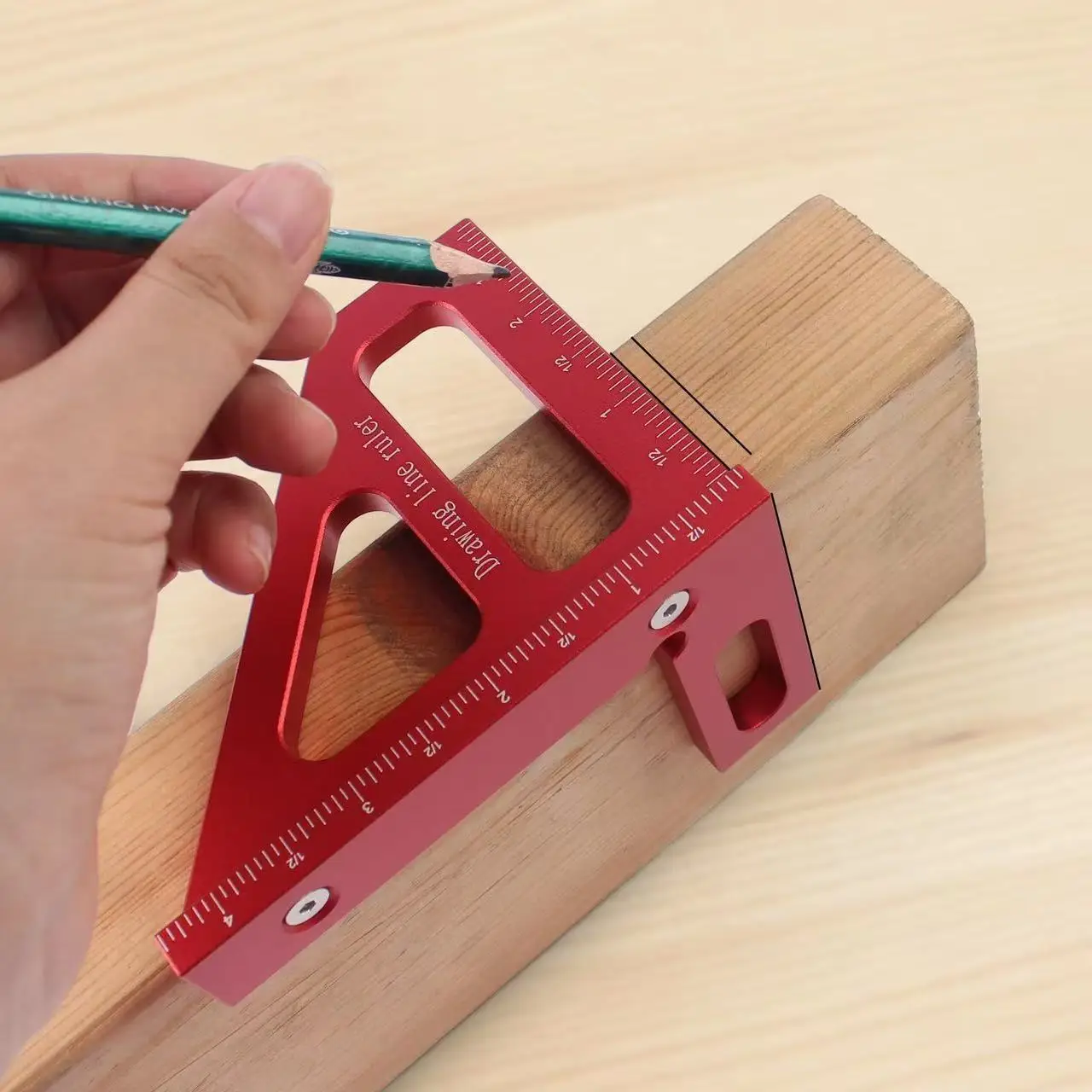 45 ° /90 °   3D 마이터 삼각자, 목공 레이아웃 측정용 플라스틱 다각도 각도기, 드로잉 라인 DIY 수공구