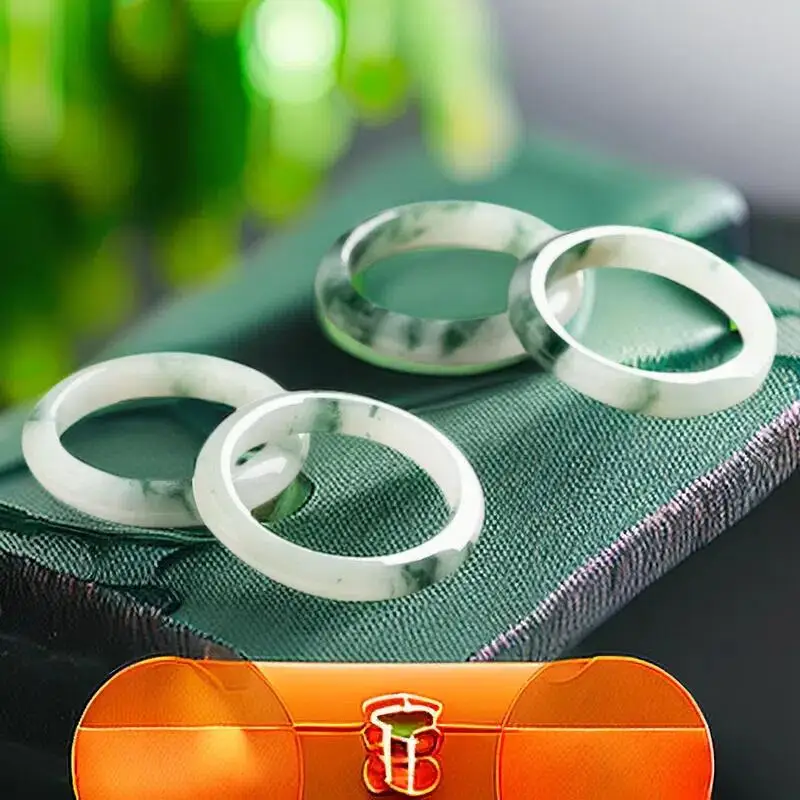 

Green Real Jade Rings Gifts Women Men Carved Fashion Vintage Natural Jewelry Emerald Gemstone Amulets Luxury Burmese Jadeite